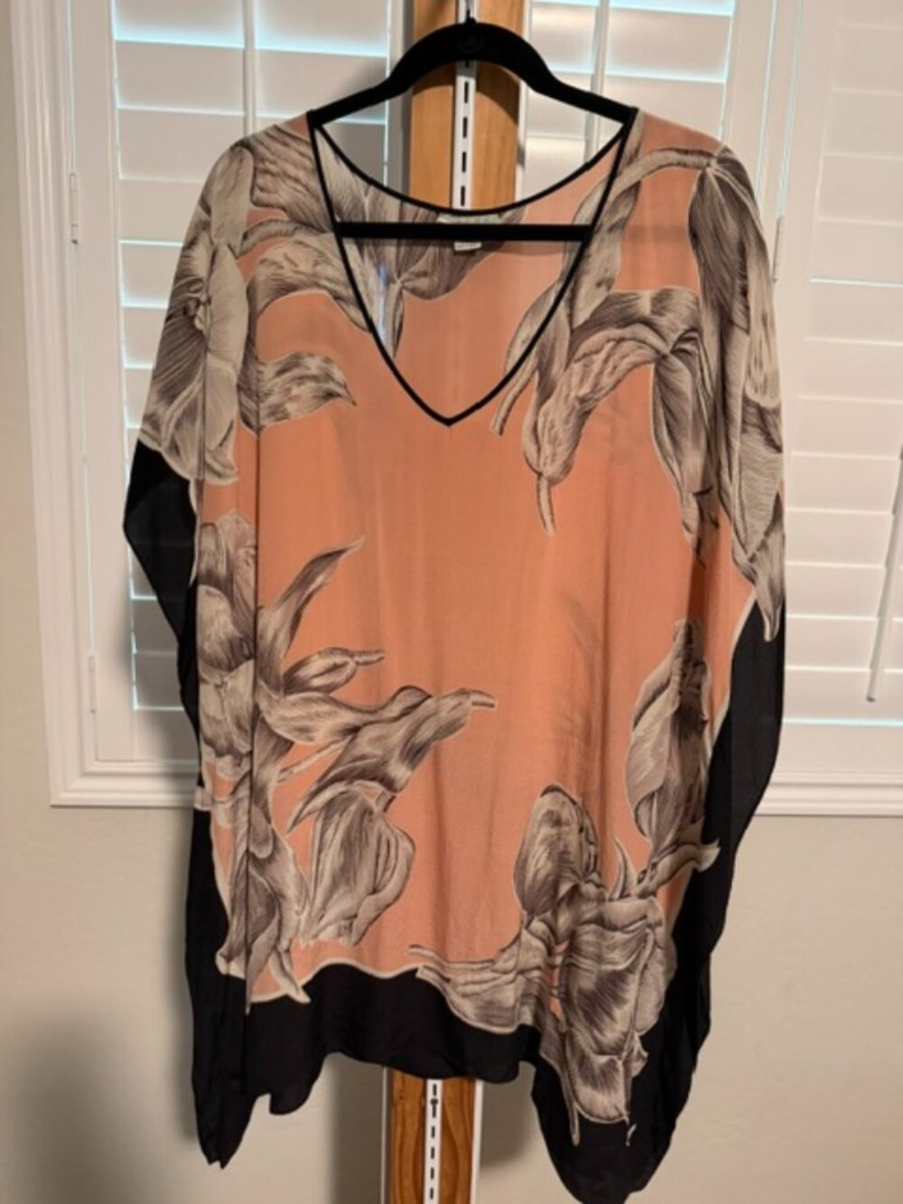 Anthropologie Floral Print Kaftan Poncho Tunic Blouse - Size Large